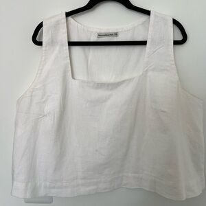 Abercrombie White Linen Square Neck Set Top